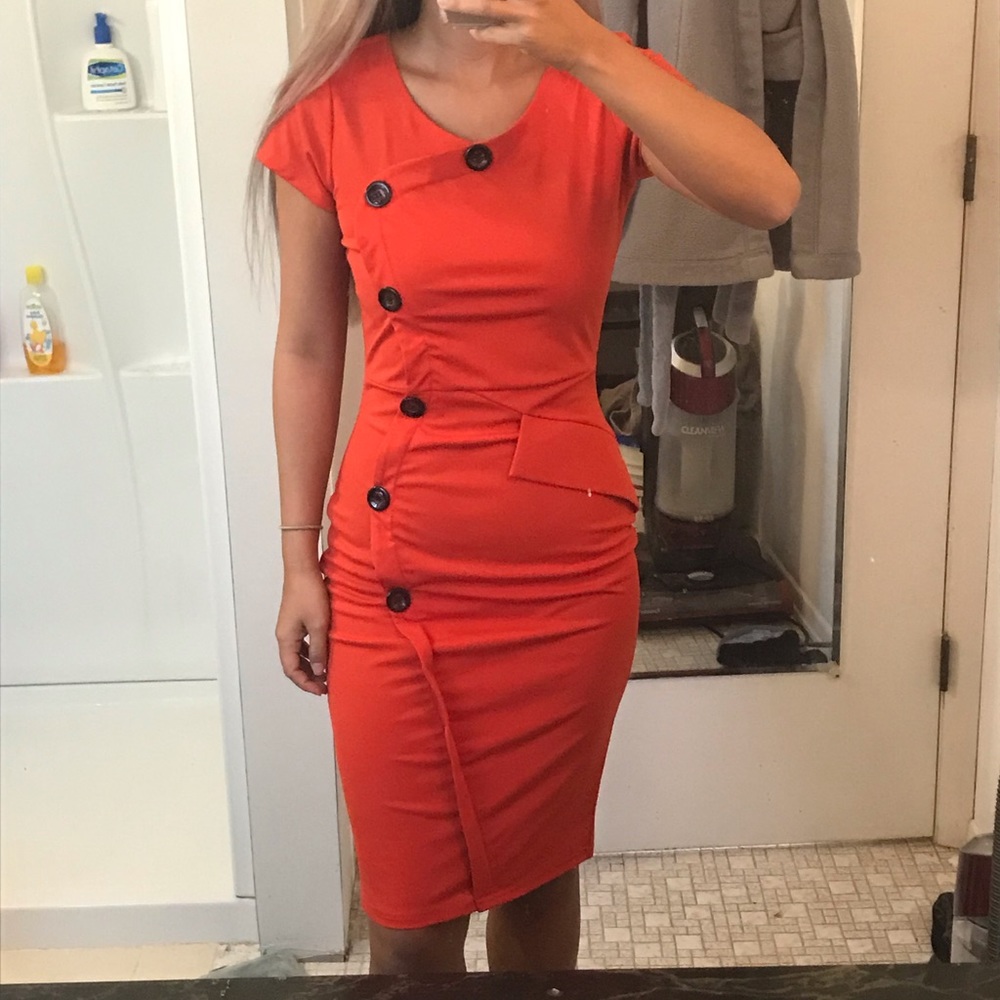 Red button dress